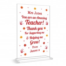 Personalised Teacher Thank You Plaque Appreciation End of Term