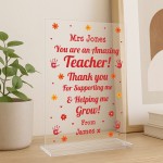 Personalised Teacher Thank You Plaque Appreciation End of Term Personalised Teacher Thank You Plaque Appreciation End of Term