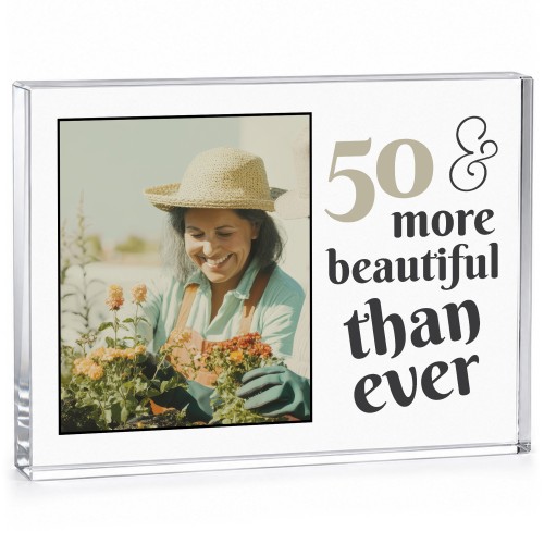 Personalised 50th Birthday Acrylic Photo Block Birthday Present Personalised 50th Birthday Acrylic Photo Block Birthday Present