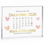 Personalised Wedding Date Acrylic Calendar Block Wedding Gift