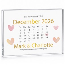 Personalised Wedding Date Acrylic Calendar Block Wedding Gift