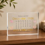 Personalised Wedding Date Acrylic Calendar Block Wedding Gift