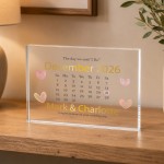 Personalised Wedding Date Acrylic Calendar Block Wedding Gift