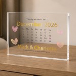 Personalised Wedding Date Acrylic Calendar Block Wedding Gift