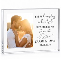 Personalised Couple Photo Block Acrylic Keepsake Anniversary
