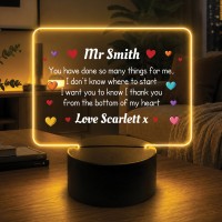 Personalised Teacher LED Acrylic Light Thank You Gift