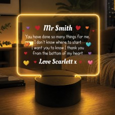 Personalised Teacher LED Acrylic Light Thank You Gift