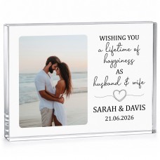 Personalised Wedding Photo Plaque with Names Date & Message