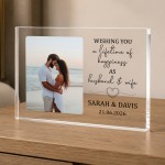 Personalised Wedding Photo Plaque with Names Date & Message Personalised Wedding Photo Plaque with Names Date & Message