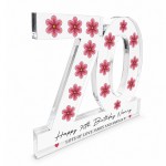 Personalised 70th Birthday Gift Acrylic Plaque with Flowers