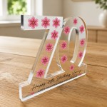 Personalised 70th Birthday Gift Acrylic Plaque with Flowers