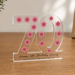 Personalised 70th Birthday Gift Acrylic Plaque with Flowers