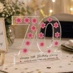 Personalised 70th Birthday Gift Acrylic Plaque with Flowers