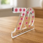 Personalised 70th Birthday Gift Acrylic Plaque with Flowers
