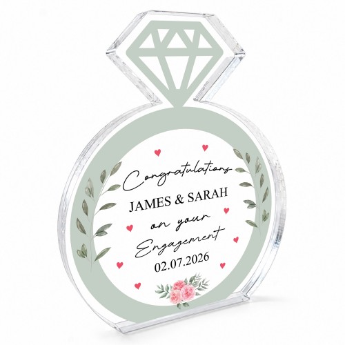 Personalised Engagement Ring Acrylic Plaque Gift for Couples Personalised Engagement Ring Acrylic Plaque Gift for Couples
