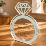 Personalised Engagement Ring Acrylic Plaque Gift for Couples Personalised Engagement Ring Acrylic Plaque Gift for Couples