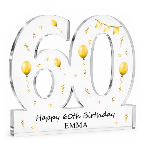 Personalised 60th Birthday Freestanding Plaque Gift For Women 