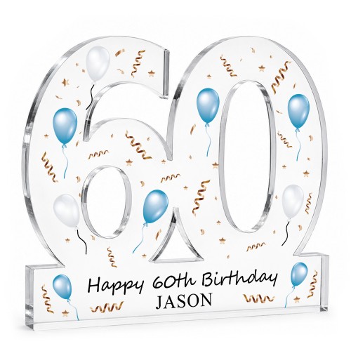 Personalised 60th Birthday Gift For Him Keepsake 60 Acrylic Sign