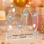 Personalised 60th Birthday Gift For Him Keepsake 60 Acrylic Sign