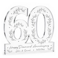 Personalised 60th Diamond Wedding Anniversary Plaque For Wife