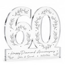 Personalised 60th Diamond Wedding Anniversary Plaque For Wife