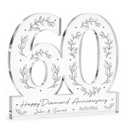 Personalised 60th Diamond Wedding Anniversary Plaque For Wife Personalised 60th Diamond Wedding Anniversary Plaque For Wife