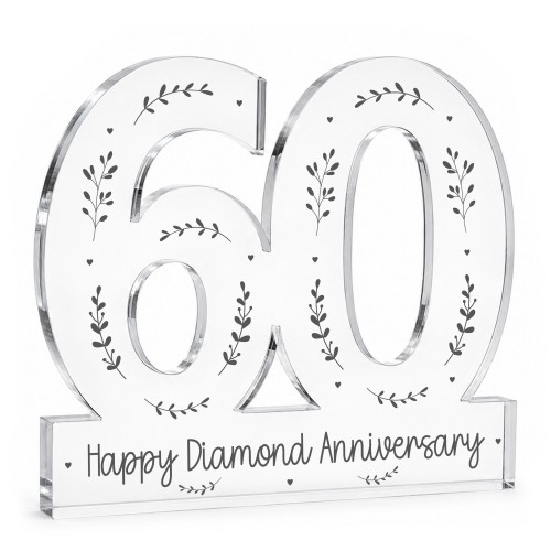 60th Diamond Wedding Anniversary Acrylic Plaque Gift Keepsake 60th Diamond Wedding Anniversary Acrylic Plaque Gift Keepsake