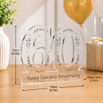 60th Diamond Wedding Anniversary Acrylic Plaque Gift Keepsake 60th Diamond Wedding Anniversary Acrylic Plaque Gift Keepsake