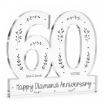 60th Diamond Wedding Anniversary Acrylic Plaque Personalised