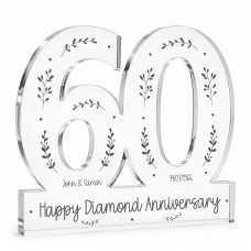 60th Diamond Wedding Anniversary Acrylic Plaque Personalised