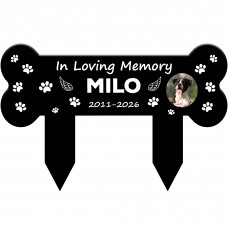 Personalised Dog Memorial Plaque Black Acrylic Grave Marker
