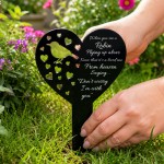 Robin Memorial Garden Stake Heart Plaque Black Acrylic Graveside