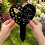 Robin Memorial Garden Stake Heart Plaque Black Acrylic Graveside