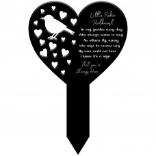 Robin Memorial Garden Stake with Poem Heart Graveside Plaque