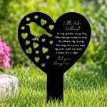 Robin Memorial Garden Stake with Poem Heart Graveside Plaque