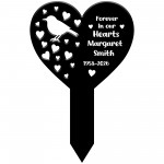 Personalised Robin Memorial Garden Stake Custom Heart Graveside