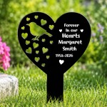 Personalised Robin Memorial Garden Stake Custom Heart Graveside
