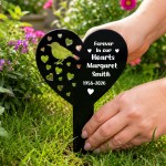 Personalised Robin Memorial Garden Stake Custom Heart Graveside