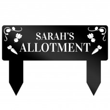 Personalised Allotment Sign Custom Black Acrylic Garden Stake