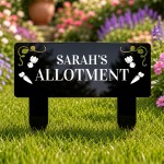 Personalised Allotment Sign Custom Black Acrylic Garden Stake