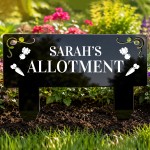 Personalised Allotment Sign Custom Black Acrylic Garden Stake