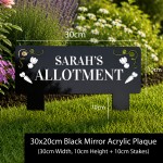 Personalised Allotment Sign Custom Black Acrylic Garden Stake