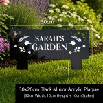 Personalised Garden Sign Custom Black Acrylic Garden Stake Personalised Garden Sign Custom Black Acrylic Garden Stake