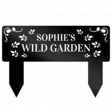 Personalised Wild Garden Sign Custom Black Acrylic Garden Stake