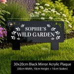 Personalised Wild Garden Sign Custom Black Acrylic Garden Stake Personalised Wild Garden Sign Custom Black Acrylic Garden Stake