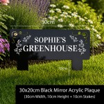 Personalised Greenhouse Sign,Black Acrylic Garden Stake Personalised Greenhouse Sign,Black Acrylic Garden Stake