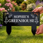Personalised Greenhouse Sign,Black Acrylic Garden Stake Personalised Greenhouse Sign,Black Acrylic Garden Stake