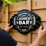 Personalised Pub Home Bar Sign 500x300mm Custom Black Acrylic Personalised Pub Home Bar Sign 500x300mm Custom Black Acrylic