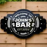 Personalised Pub Home Bar Sign 300x200mm Custom Black Acrylic Personalised Pub Home Bar Sign 300x200mm Custom Black Acrylic