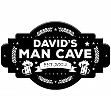Personalised Man Cave Sign 300x200mm Custom Black Acrylic 